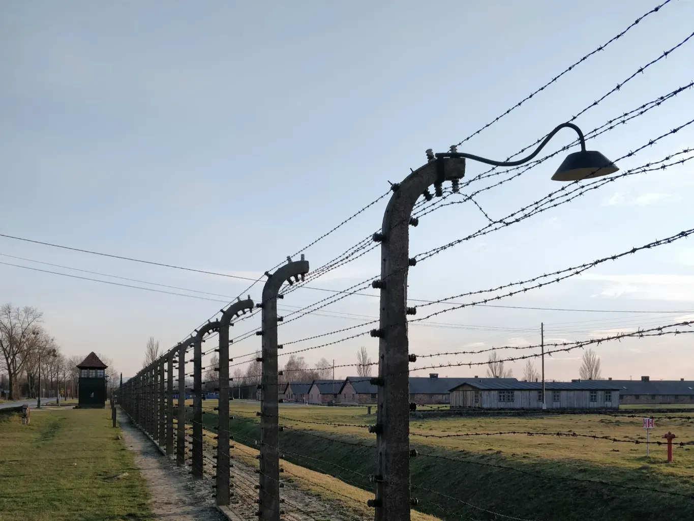 black metal fence on green grass field during daytime